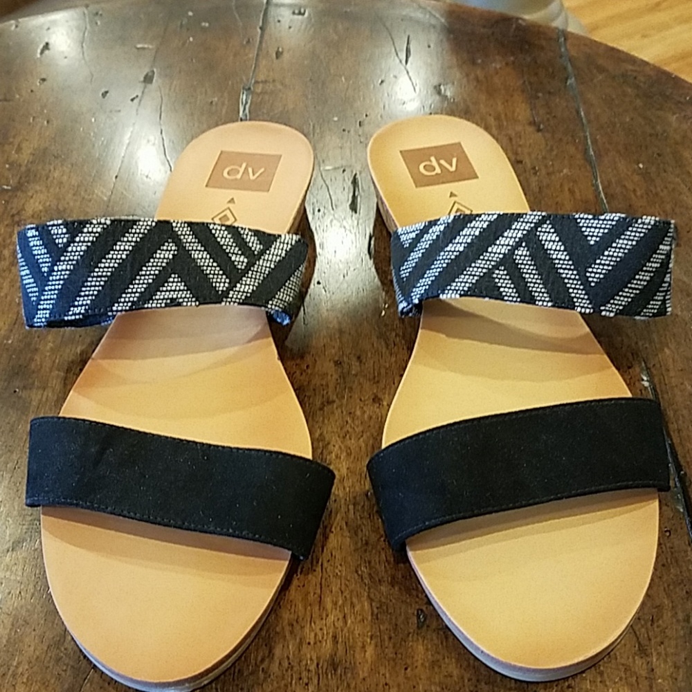 Black flat slide sandals